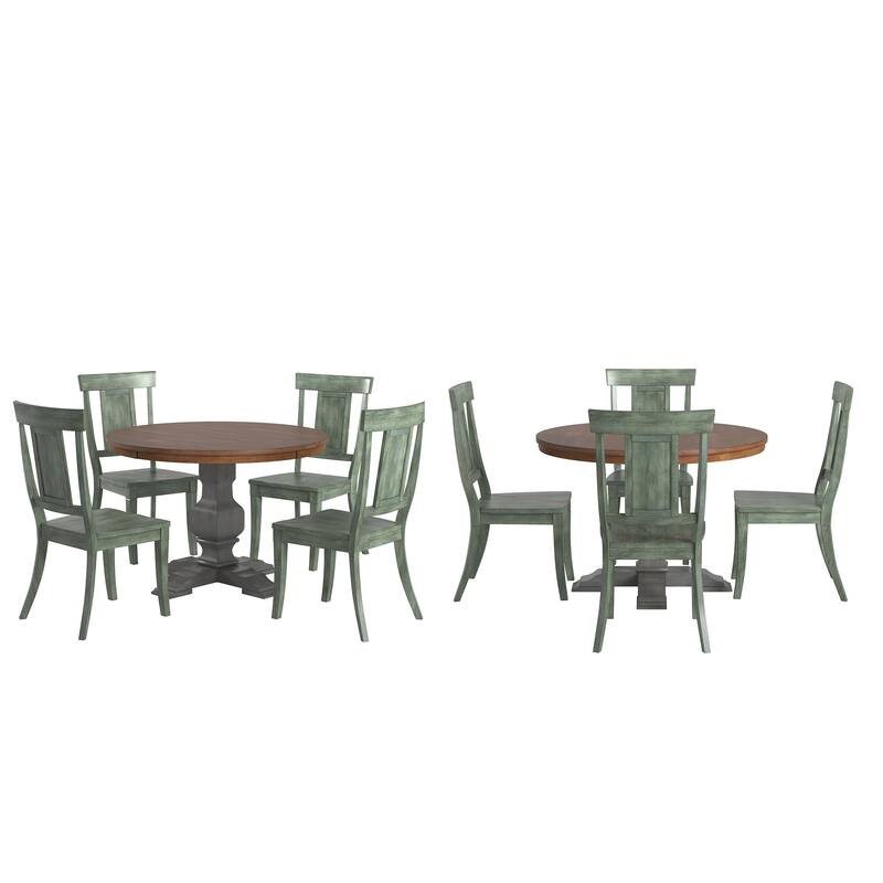 Ronda 45" Round Solid Wood Top Dining Set with Panel Back Chairs