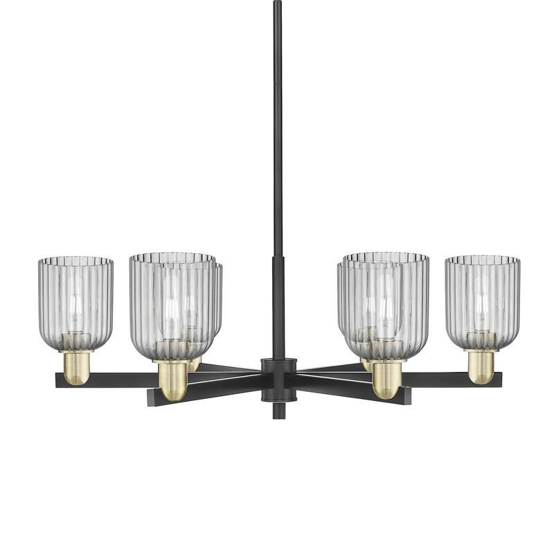 Innovations Lighting 716-6CR-11-35 Bridal Veil Chandelier Bridal Veil - Black Antique Brass / Light Smoke