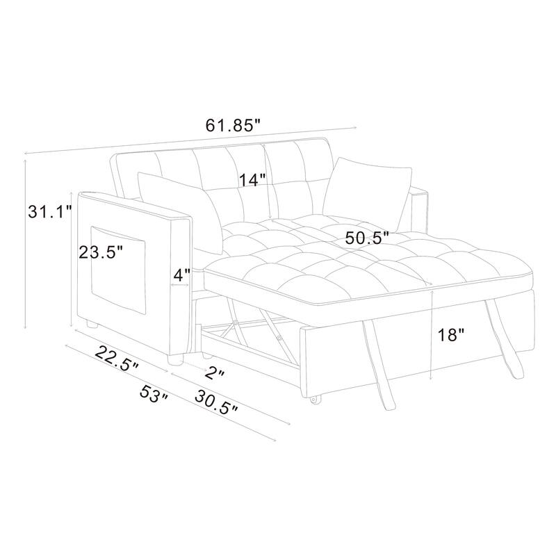 Sienna Tufted Convertible Sleeper Sofa with Chaise