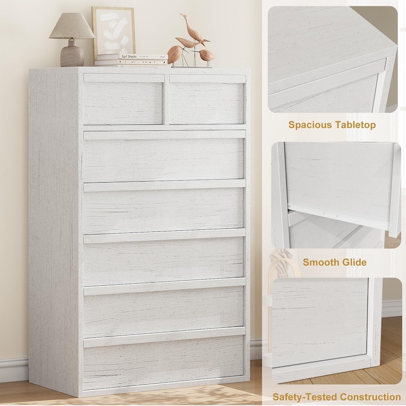 5/7 Drawer Dresser for Bedroom, Modern 5 Chest of Drawers Tall with Large Drawers Storage, Wooden Dresser Organizer