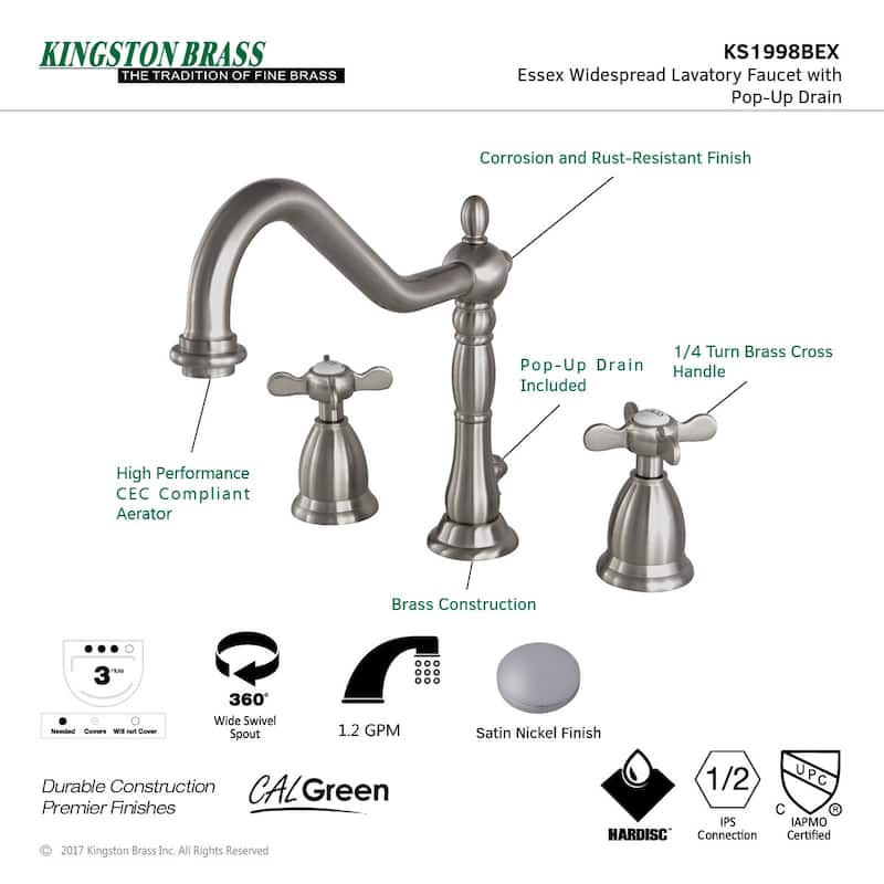 Kingston Brass Essex Widespread Bathroom Faucet - Includes Metal