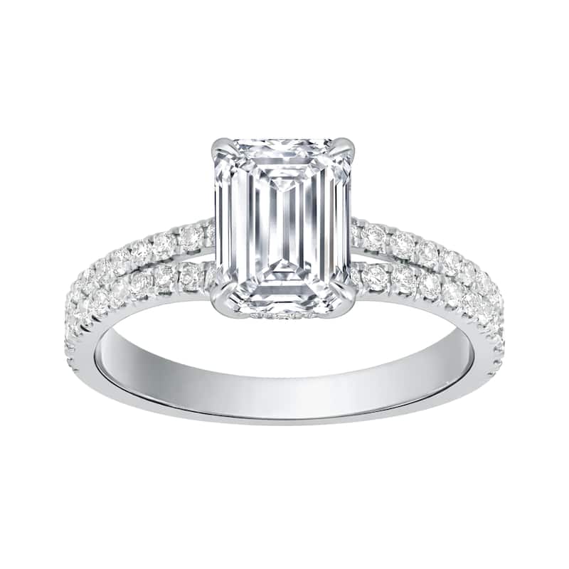 Auriya 14K Gold Emerald Lab Grown Diamond Split Shank Engagement Ring 1.43 - 5.86ct. tw. (F-G, VS) - 2.00 carats - 7.5 - Yellow