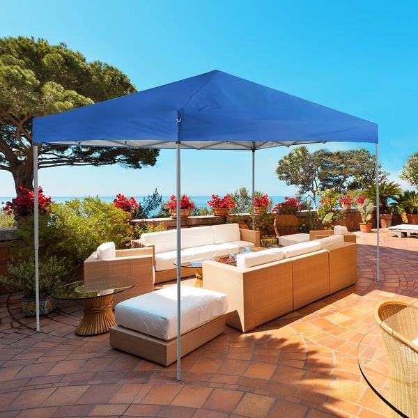 10 x 10ft Portable Pop Up Canopy Event Party Tent 100 Sq. Ft of Shade Blue Green White On Sale Bed Bath Beyond 33279120