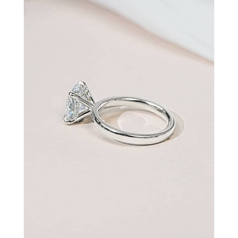 Kobelli Sunset Line 4.1 Carats Lab Grown Diamond Certified Solid Platinum Round Floating Drape Halo Verona Ring