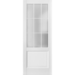 Slab Barn Door Panel Frosted Glass 9 Lites / Felicia 3309 White