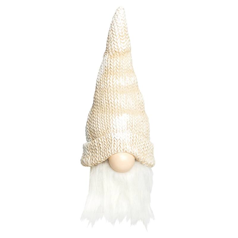 Transpac Resin 8 in. Cream Christmas Knit Cap Gnome Figurine
