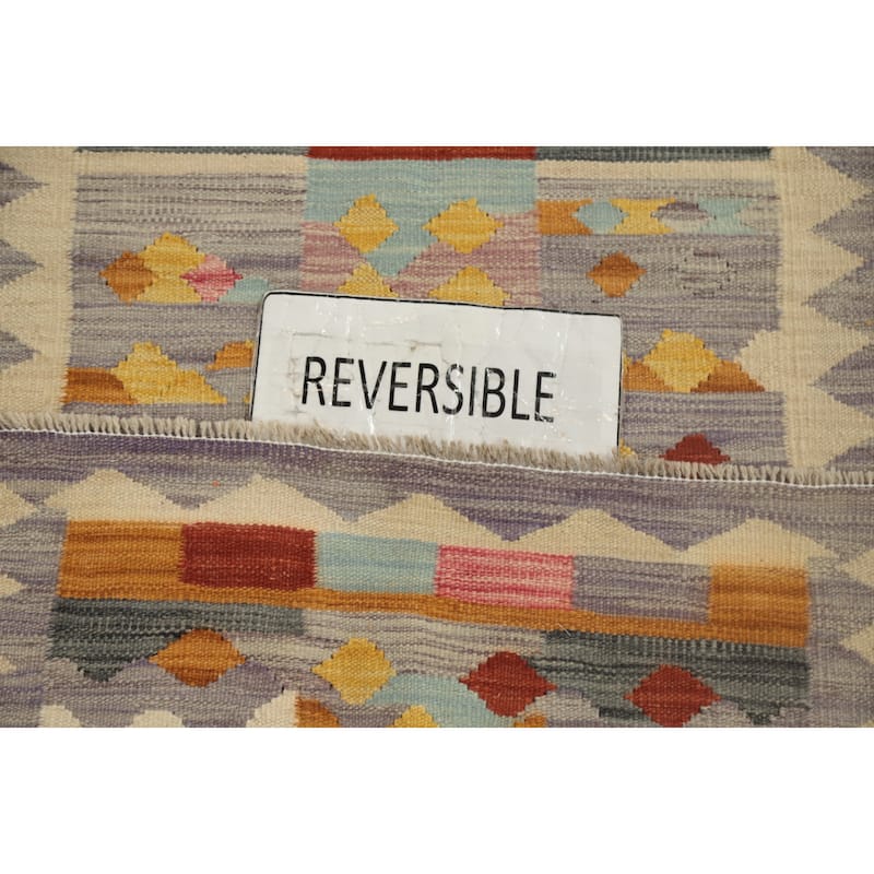 Hand Woven Oriental 100% Wool Carpet Southwestern Tribal Multi-Colored Kilim Runner Rug - 5' 8'' X 2' 2''