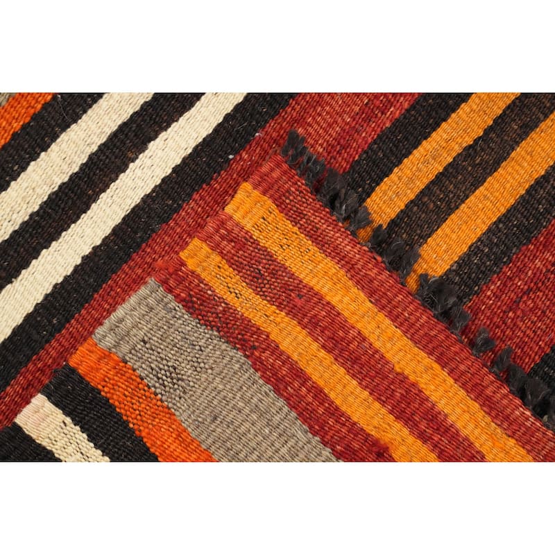 Hand Woven Oriental 100% Wool Carpet Southwestern Geometric Multi-Colored Kilim Area Rug - 9' 8'' X 4' 6''
