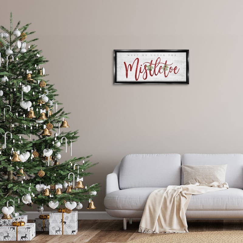 Stupell Meet Me Under Mistletoe Framed Floater Canvas Wall Art Design By Mollie B.