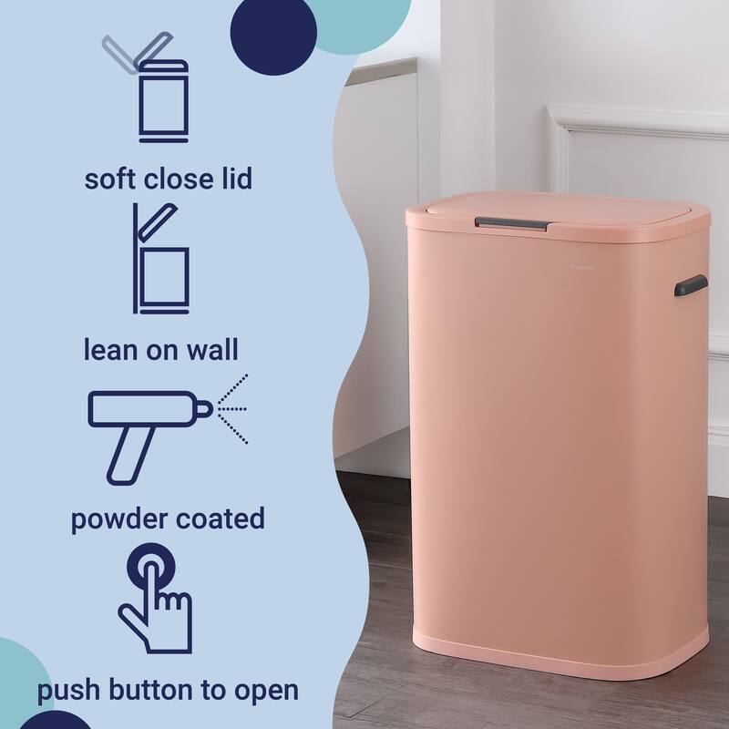 happimess Tammi Kitchen 14.5-Gallon Slim Metal Push Button Trash Can
