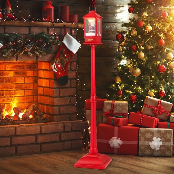 61 Inch Christmas Musical Street Lamp Post with Detachable Snow