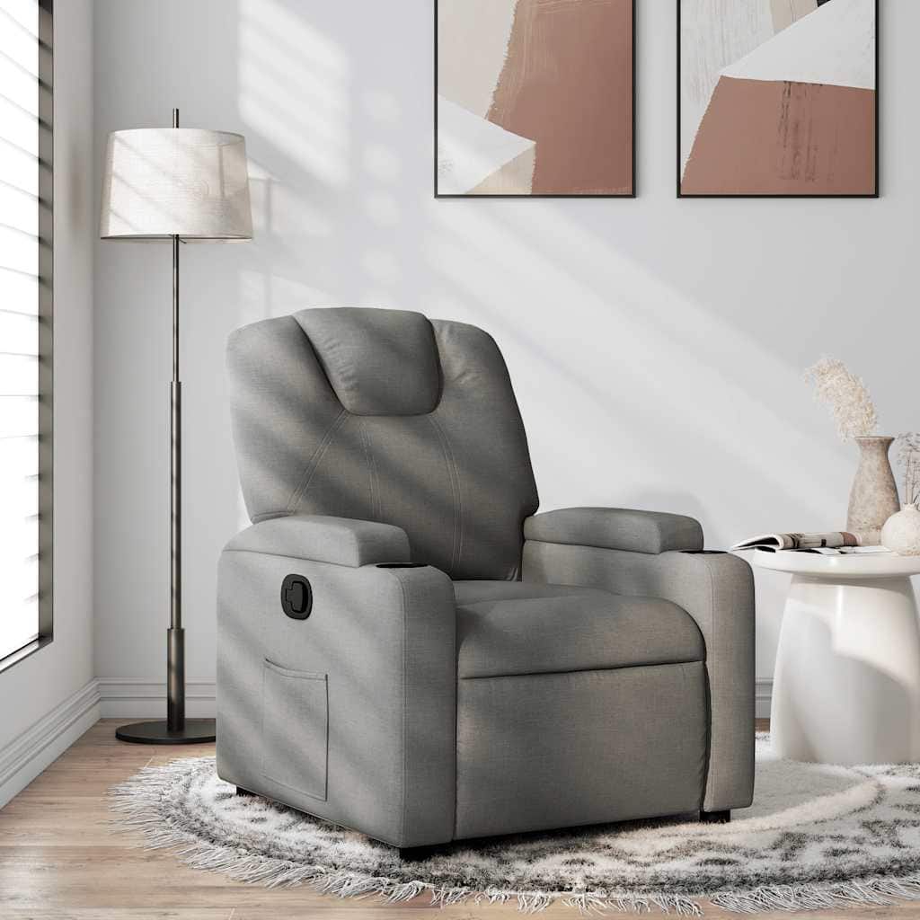 vidaXL Recliner Chair Dark Grey 100% Polyester, Metal, Plywood