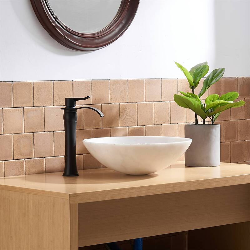 Waterfall Bathroom Vessel Faucet With Drain Assembly Single Handle Bathroom Vessel Sink Faucets One Hole Basin Vanity High Taps