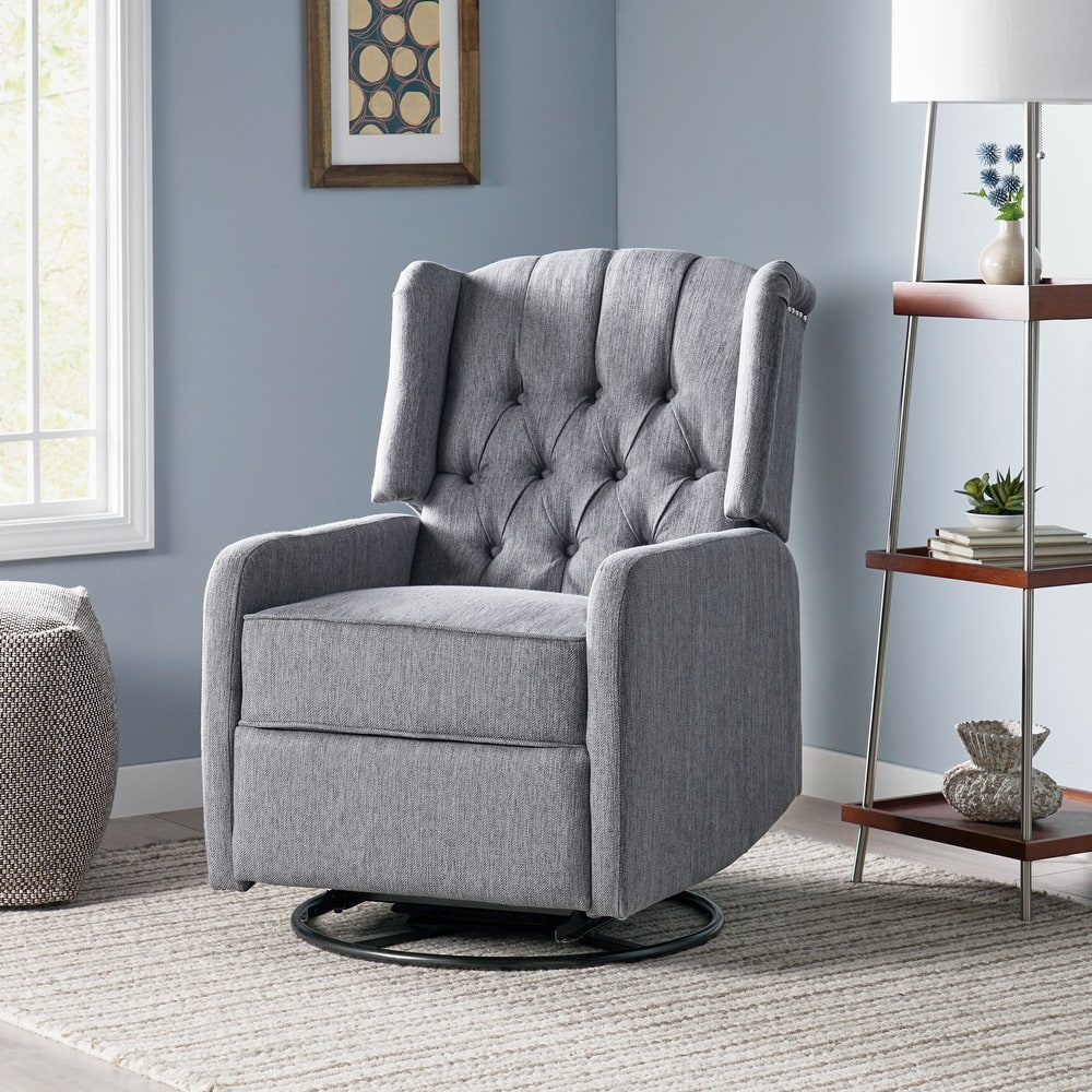 Mohaven Contemporary Tufted Wingback Swivel Recliner by Christopher Knight Home