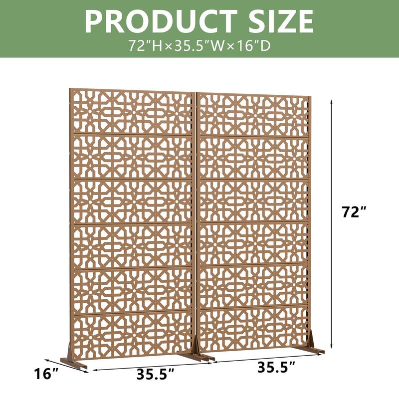 Rectangle Outdoor Privacy Screens Metal Screen Fence Panel Set of 2