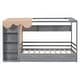 preview thumbnail 5 of 18, Gray Twin Size Solid Wood House Bed with Two Drawers, Roof and Wardrobe for Kids, Boys and Girls, Bedroom