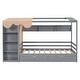 preview thumbnail 5 of 11, Twin Size House Bed with Two Drawers, Built-in Wardrobe, and Storage Shelves, Gray