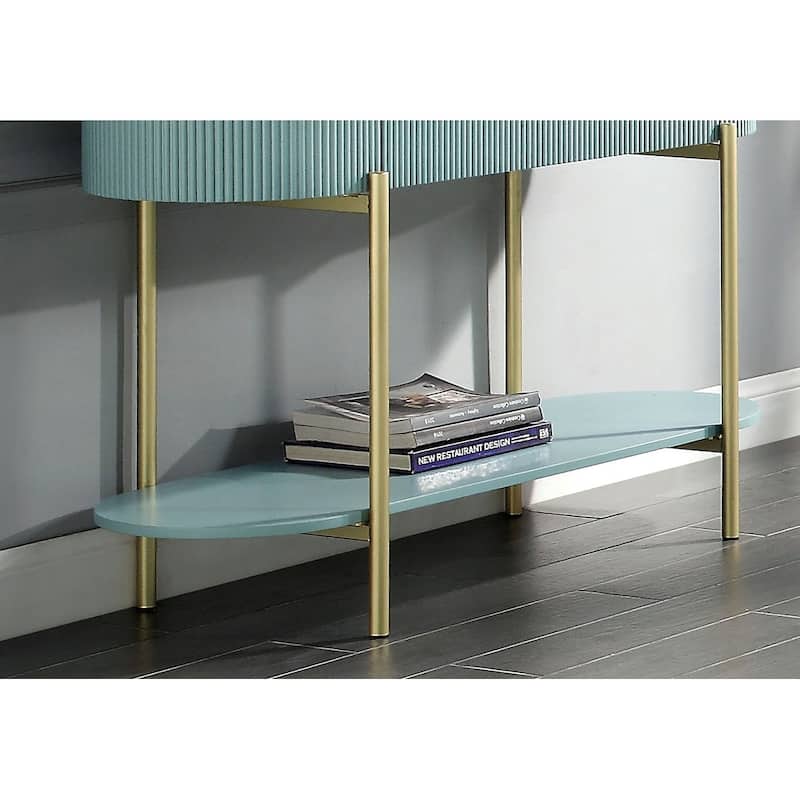 Glam Contemporary 1pc Sofa Table White Faux Marble Top Living Room Side Table Open Bottom Shelve