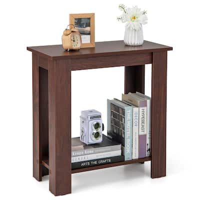 Gymax 2-Tier End Table Modern Sofa Bedside Table Compact Nightstand w/
