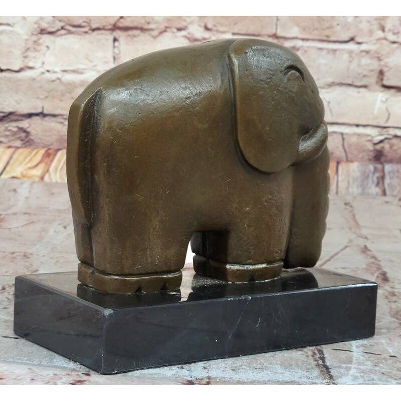 Abstract Modern Imitative Elephant Bronze Sculpture Statue Dali Art On Marble Base