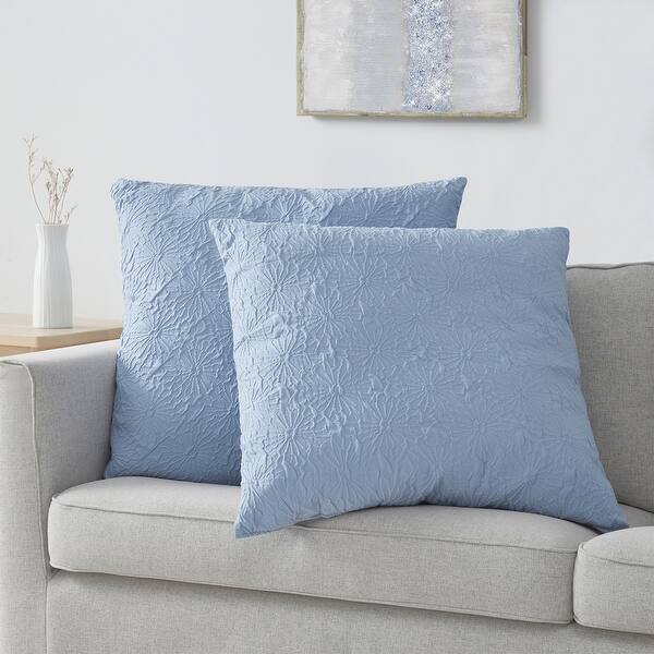 Tahari Home Kacey Sculpted Floral Decorative Pillow Set, Blue fog