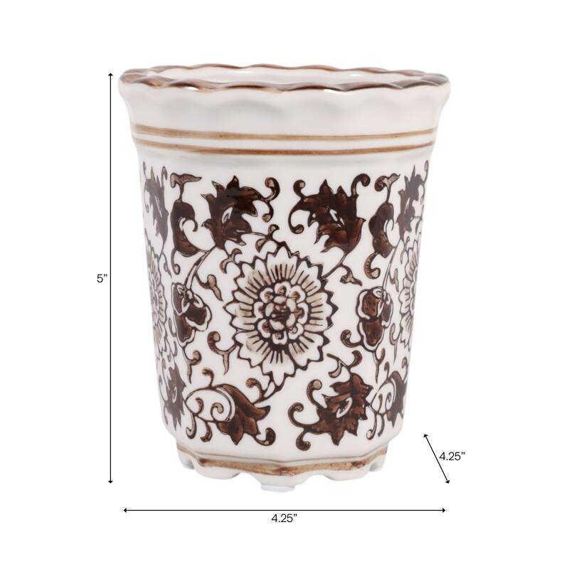 Modern Chinoiserie Ceramic Candle - Jasmine Scented Candle - 5.0"