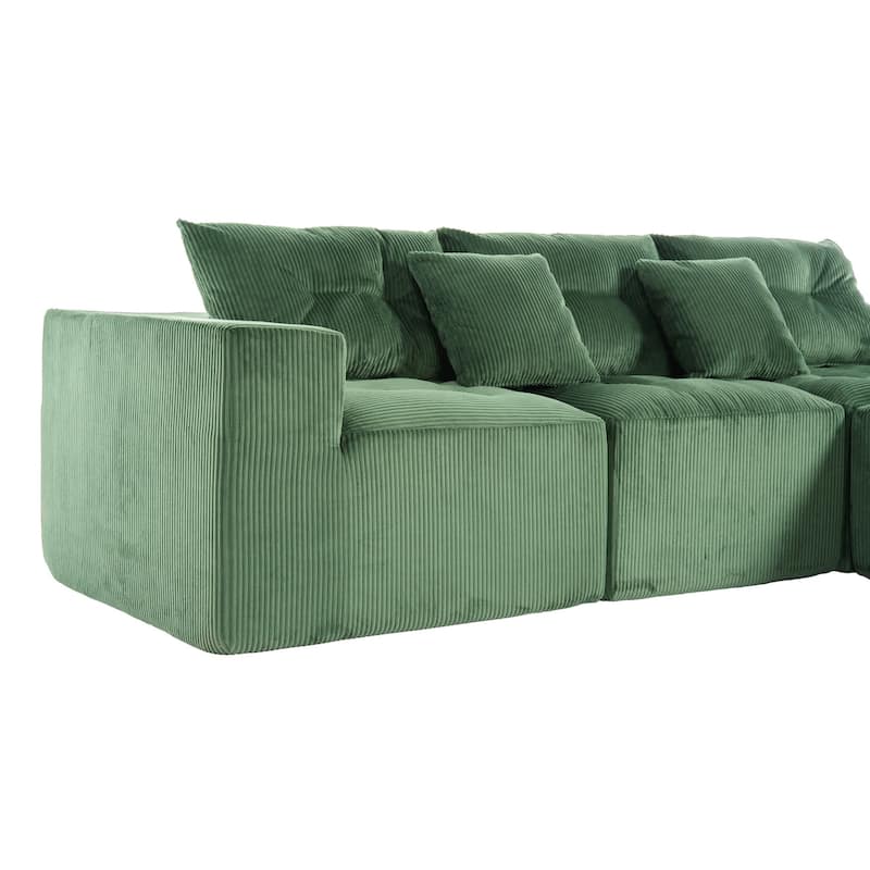 101.18" Corduroy Modular Sectional Sofa with Ottoman, No Assembly Required