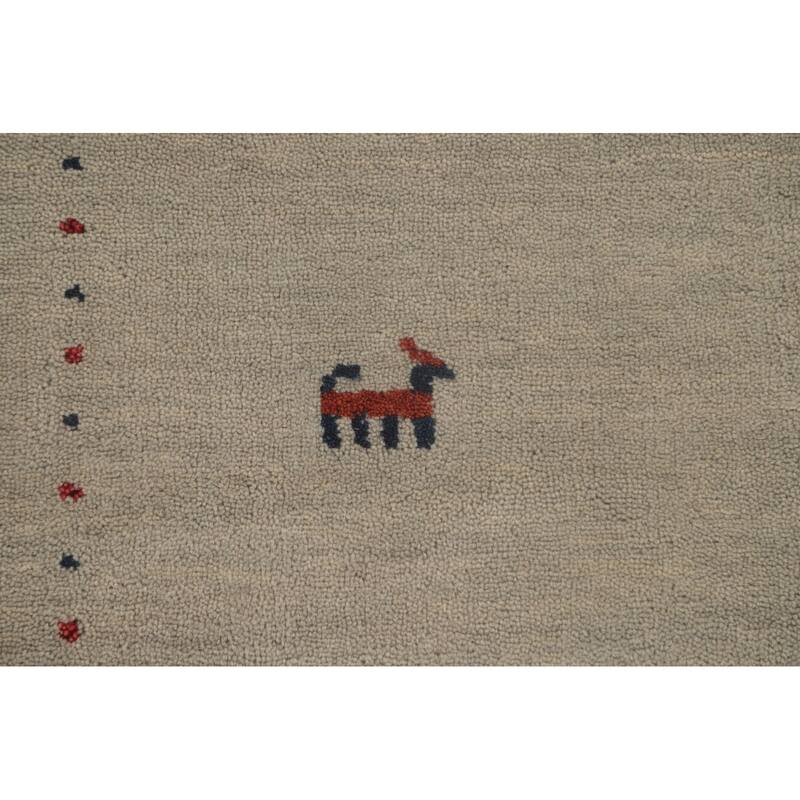 Tribal Gabbeh Accent Rug Hand-Knotted Wool Carpet - 3'11"x 6'0"