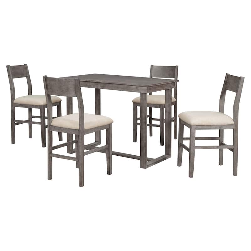 Farmhouse 5-Piece Counter Height Dining Table Set with 4 Chairs