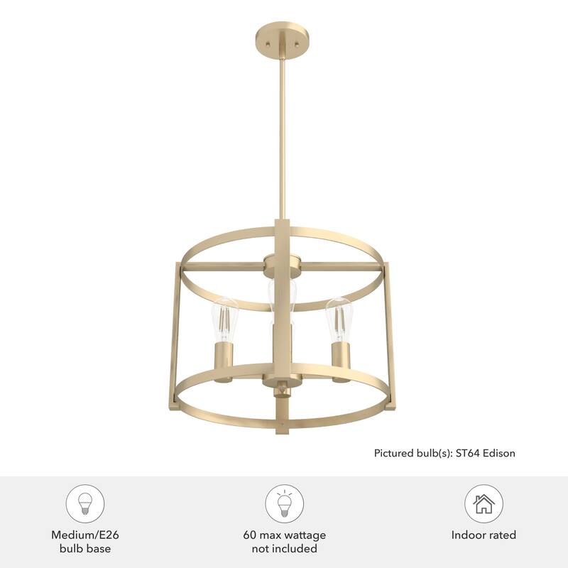 Hunter Astwood 18" 4-Light Chandelier, Caged, Kitchen Island, Dining Room, Entry - Transitional, Art-Deco, Contemporary