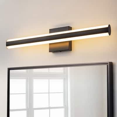 2-Light Modern Black Linear LED Bathroom Vanity Light - 23.8 in. W x 4.3 in. H x 3.3 in. D