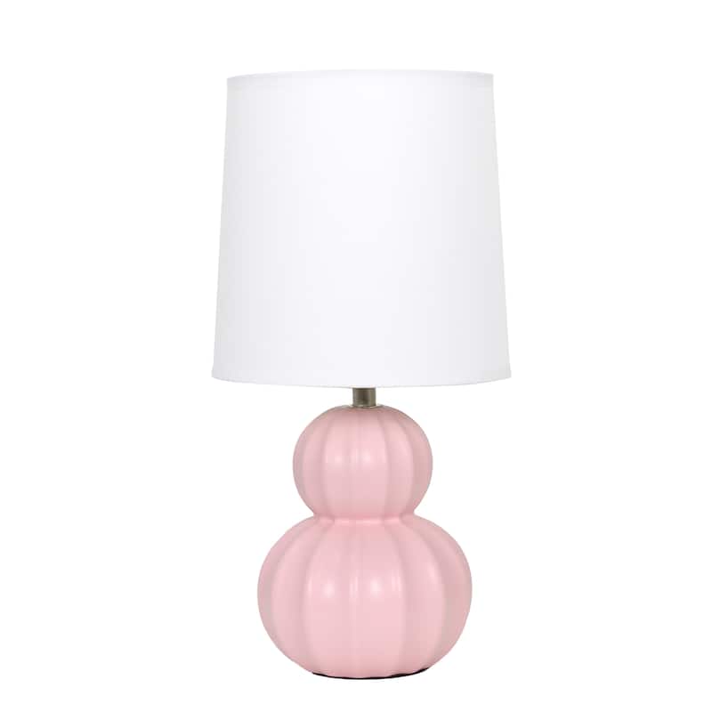 Double Gourd Ceramic Table Lamp with Fabric Shade - 6 x 6 x 13 in. (L x W x H) - Pink