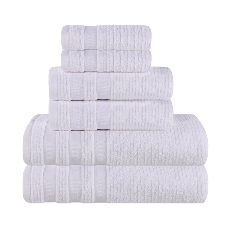 Superior Brea Zero Twist Cotton Ribbed Modern 6 Piece Bathroom Towel Set