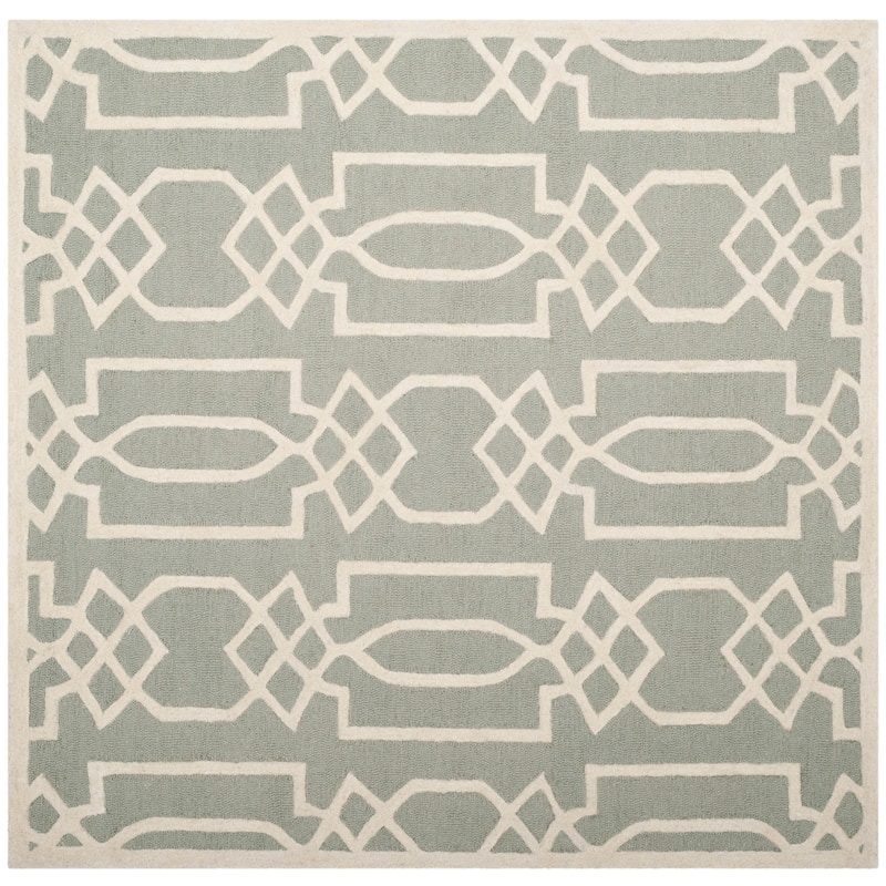 SAFAVIEH Handmade Bella Sakurako Modern Floral Wool Rug - 5' Square - Grey/Ivory
