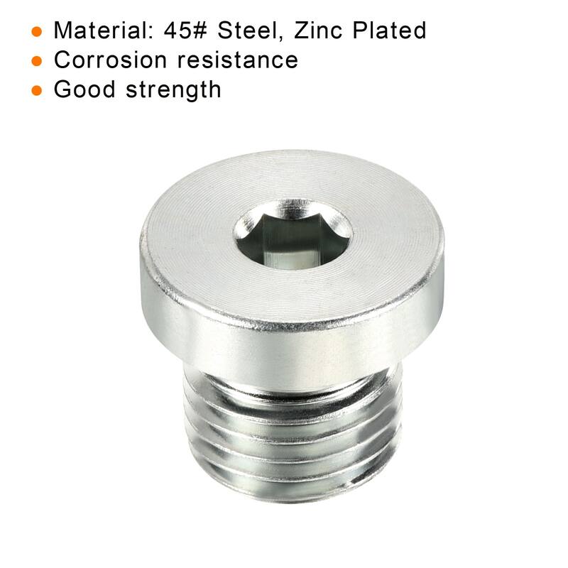 M14*1.5 Hex Head Pipe Fitting Plug, Male Thread 45# Steel Plug - Silver Tone