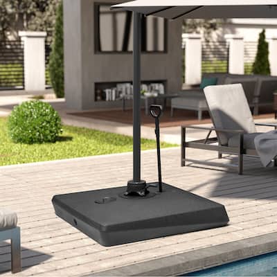 Heavy Duty Water Sand Fillable Patio Cantilever Offset Umbrella Base Stand with Wheels and Drag Rod