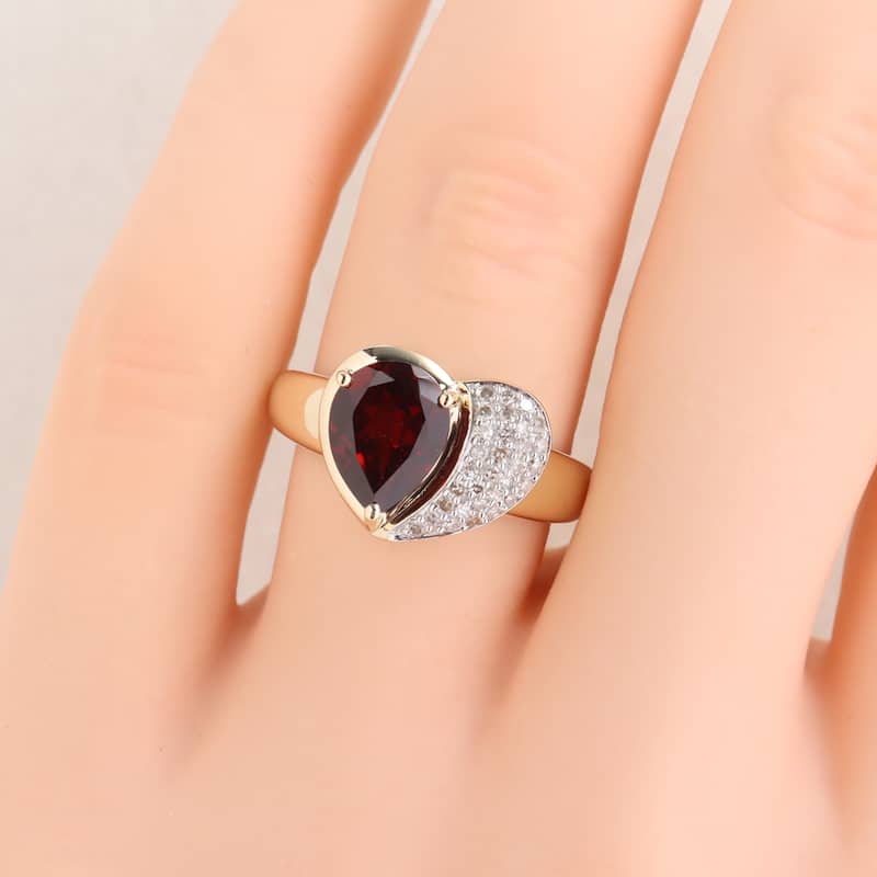 Miadora Gemstone and 1/7ct TDW Diamond Heart Ring in 10k Gold