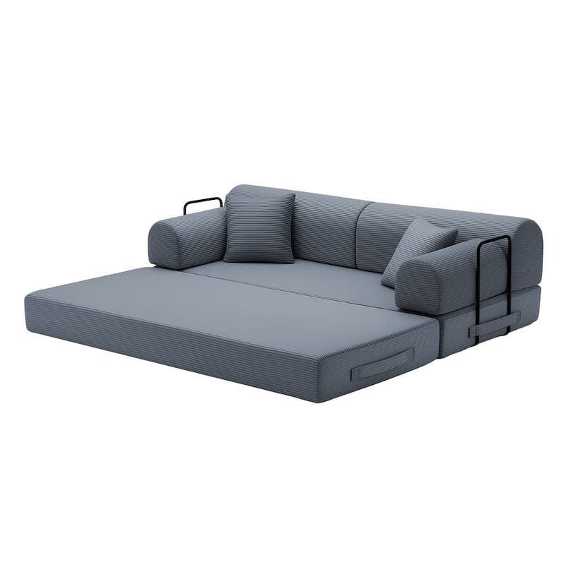 Convertible Sofa Bed Multifunctional Folding Sofa Couch Living Room Dark Gray 3-Seater Sofa Couch Settee