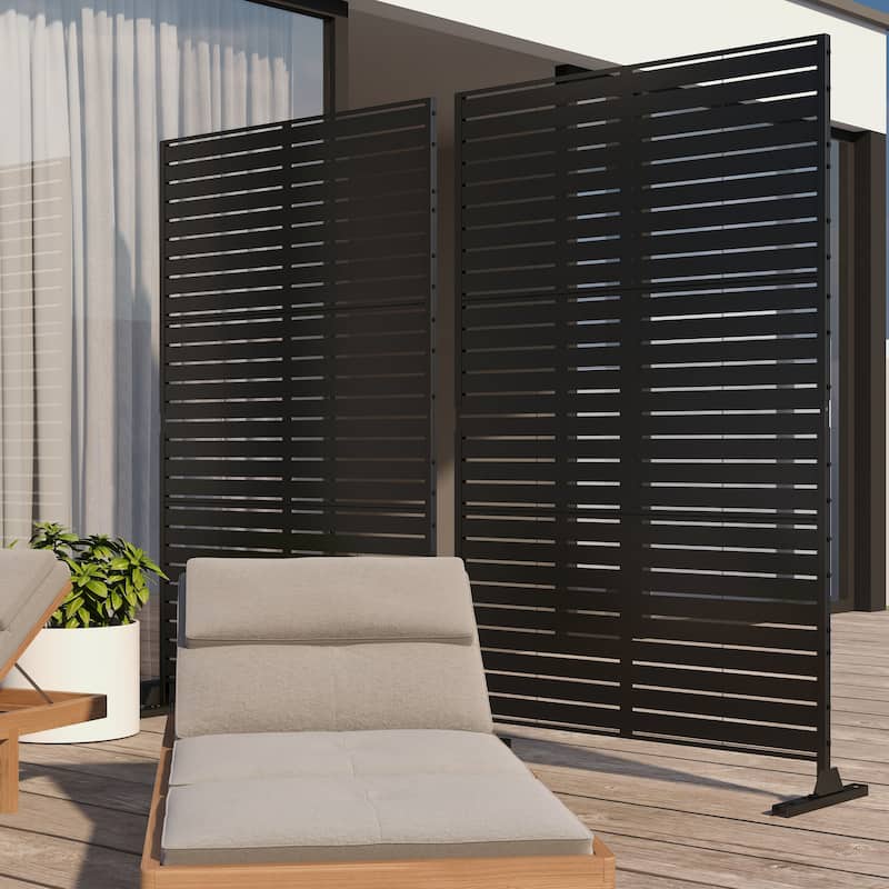 Outdoor 76''H Metal Privacy Screen Panel Free Standing