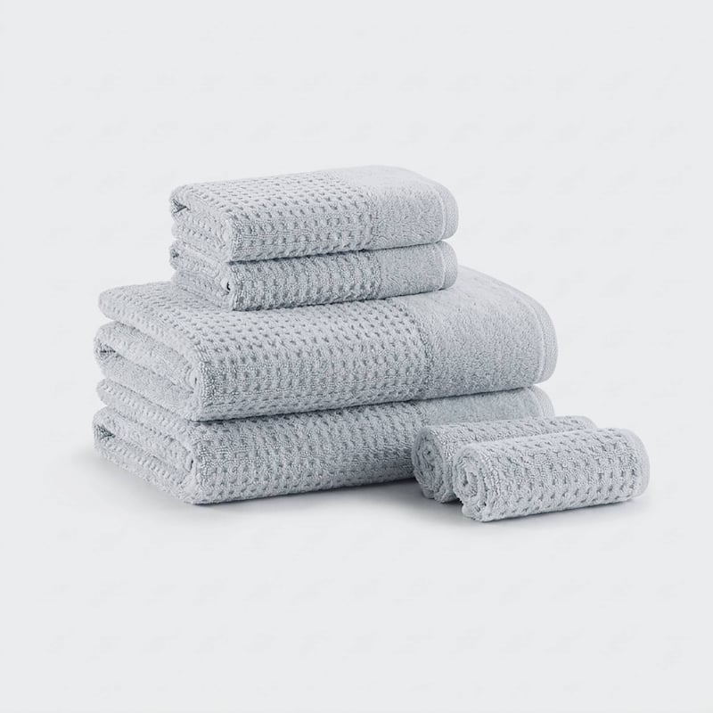 Madison Park Spa Waffle Cotton Waffle Jacquard Antimicrobial Bath Towel 6 Piece Set