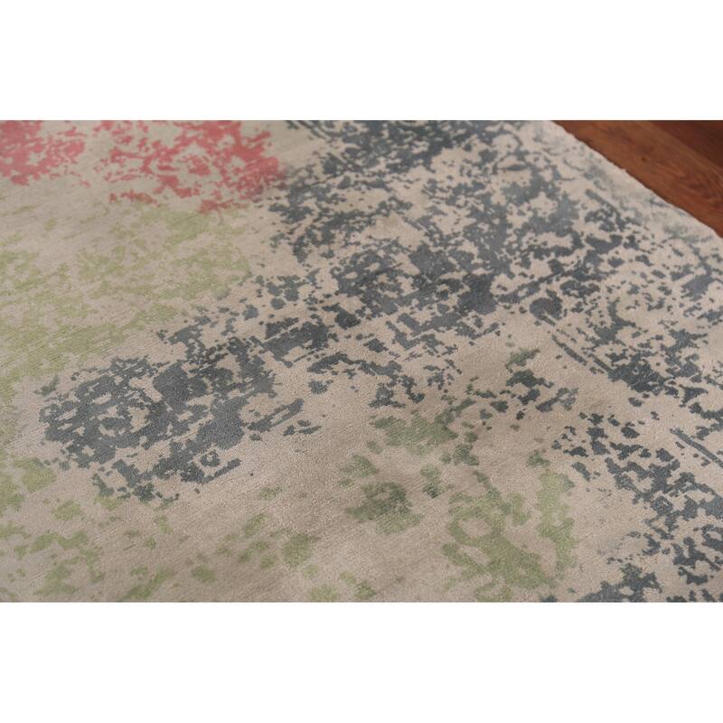 Colorful Abstract Contemporary Foyer Rug Handmade Wool Carpet - 3'1"x 6'4"