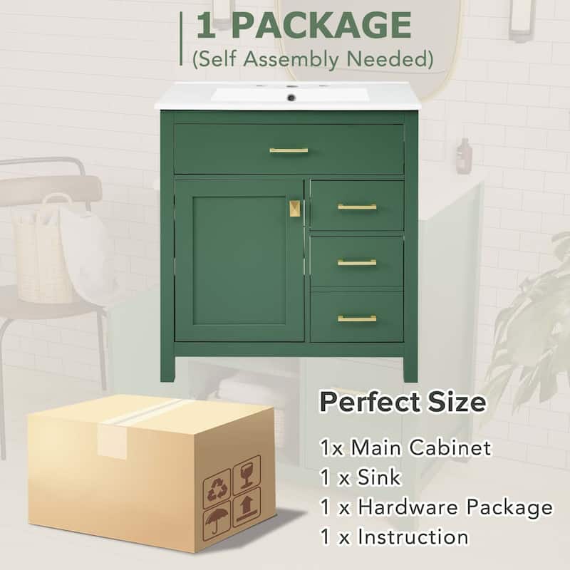 30-Inch Blue Bathroom Vanity with Ceramic Sink