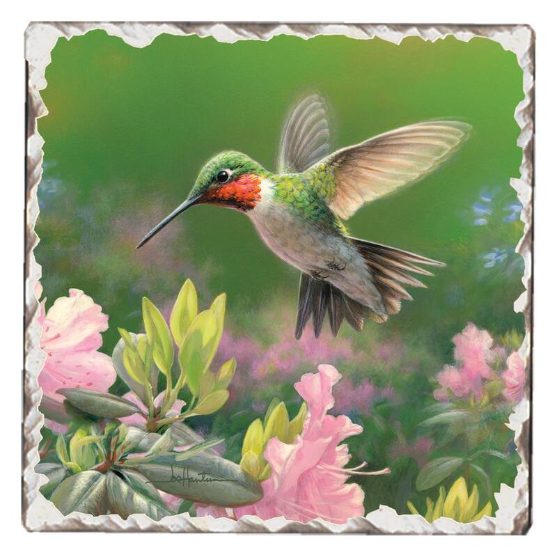 Counterart Absorbent Stone Coasters - Hummingbird #1 - Set of 4 - 4x4x3
