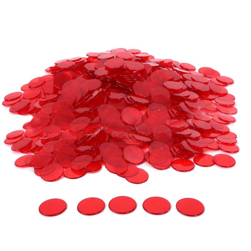 GSE™ 500-Pack 3/4-inch Plastic Bingo Chips for Bingo Game, Counting, Sorting, Science, Educational Markers - Red