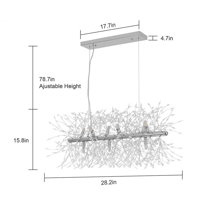 9-Light Modern Linear Firework Dandelion Crystal Chandelier
