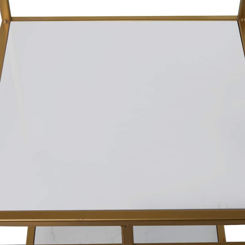 Metal Cube Shelving Unit with 3 or 4 Marble Shelves - Gold - Roche River Decor