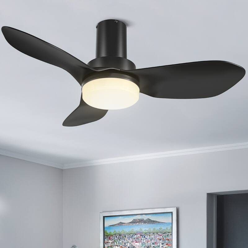 CARRO Haddington 36" ABS 3-Blade Indoor Ceiling Fan with Light and Remote Control - Black