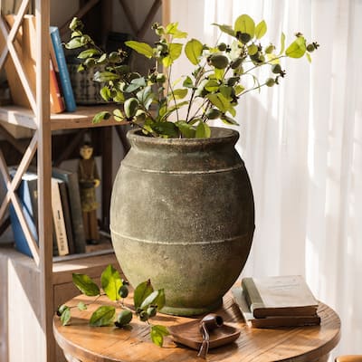 Rustic Ginger Root Brown Terracotta Indoor and Outdoor Urn Vase