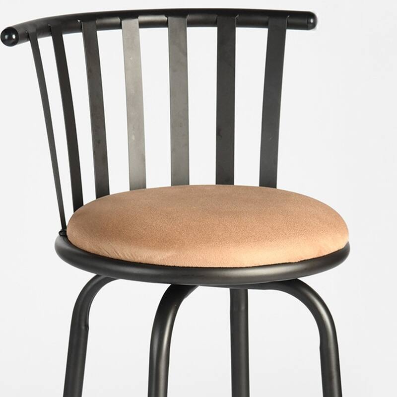 Brown Faux Leather Adjustable Bar Stool Armless with Swivel and Footrest