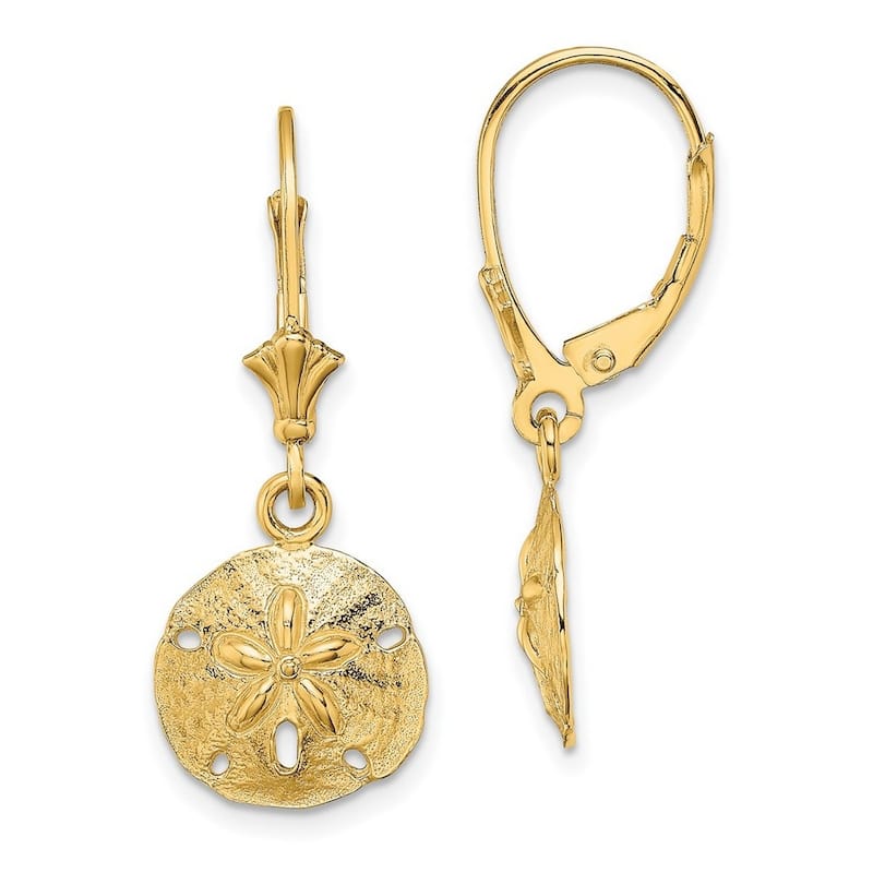 Curata 10k Yellow Gold Polished Sand Dollar Leverback Earrings - 29.25x11.6mm
